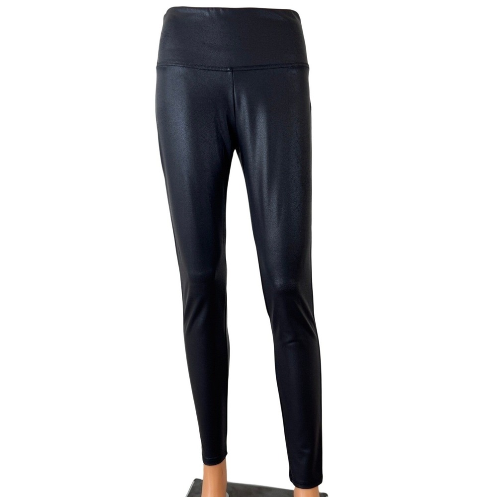 Leggings Womens M Time and Tru Womens Faux Leather Leggings Black High Rise M